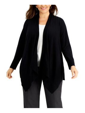 JM Collection Plus Size 2X Black Open-Front Shawl Collar Cardigan NWT